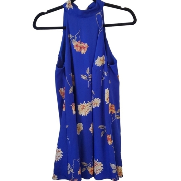 Lulus Darling Dearest Royal Blue Floral Mini Swing Dress Size S - Picture 5 of 10